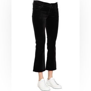 JBRAND Selena Mid Rise Crop Velour Corduroy Pants 27 Black Velvet